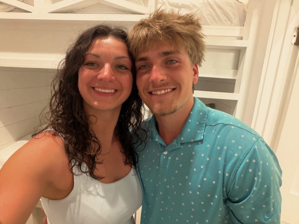 Cashtin and Daryn cheek to cheek, both grinning